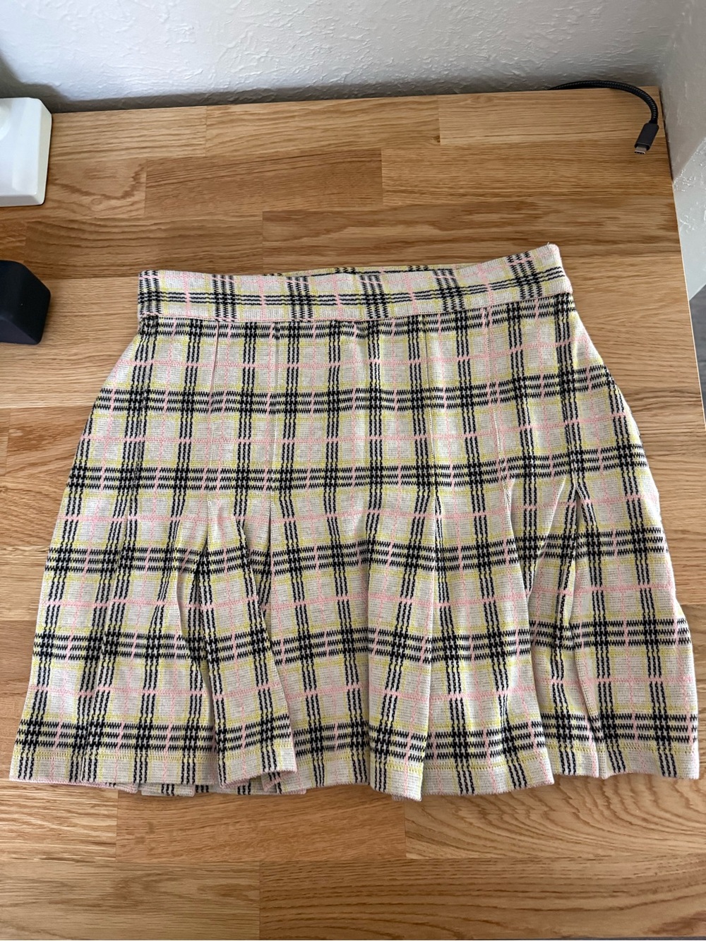 Free People Honey Pleated Plaid Mini Skirt in Retro Sunshine